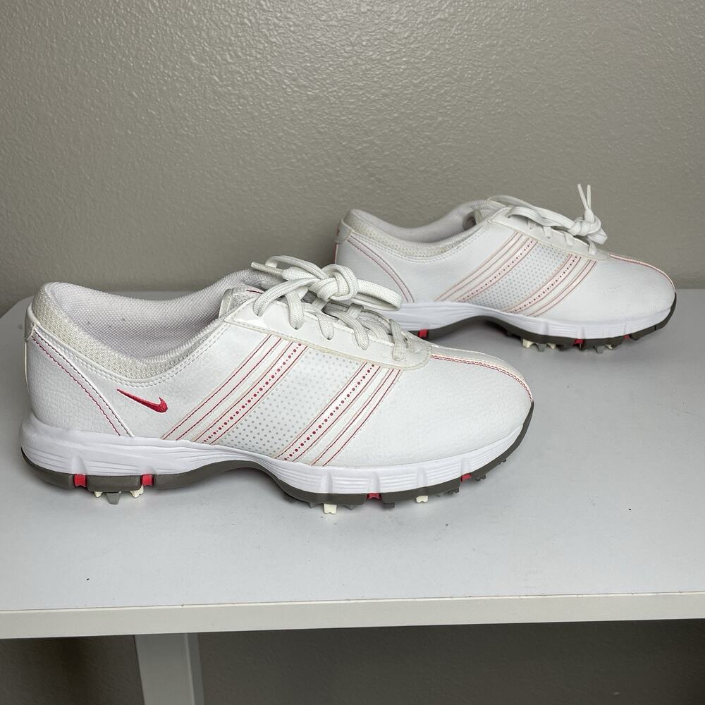 NIKE Delight 317622-161 Womens 8 Tac Spike Soft Cleat White Pink Golf Shoes